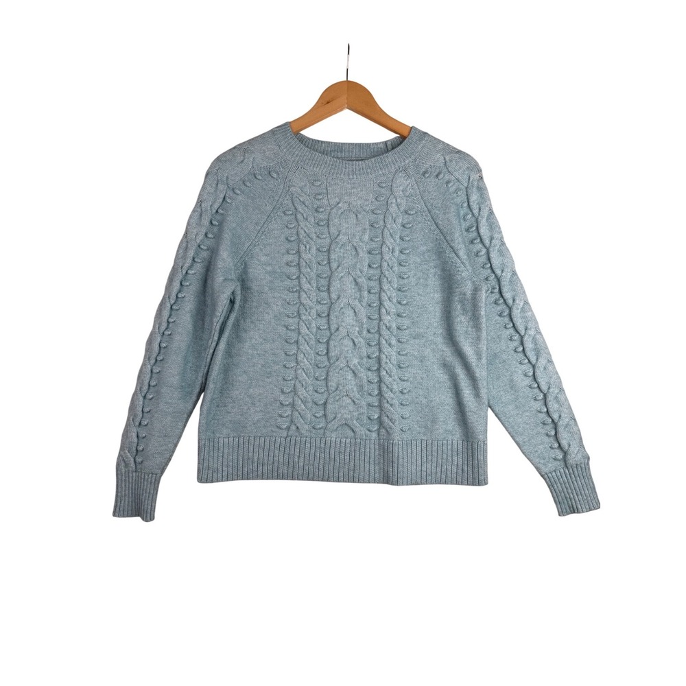 Loft Textured Wool Blend Crewneck Sweater size Medium‎ Blue